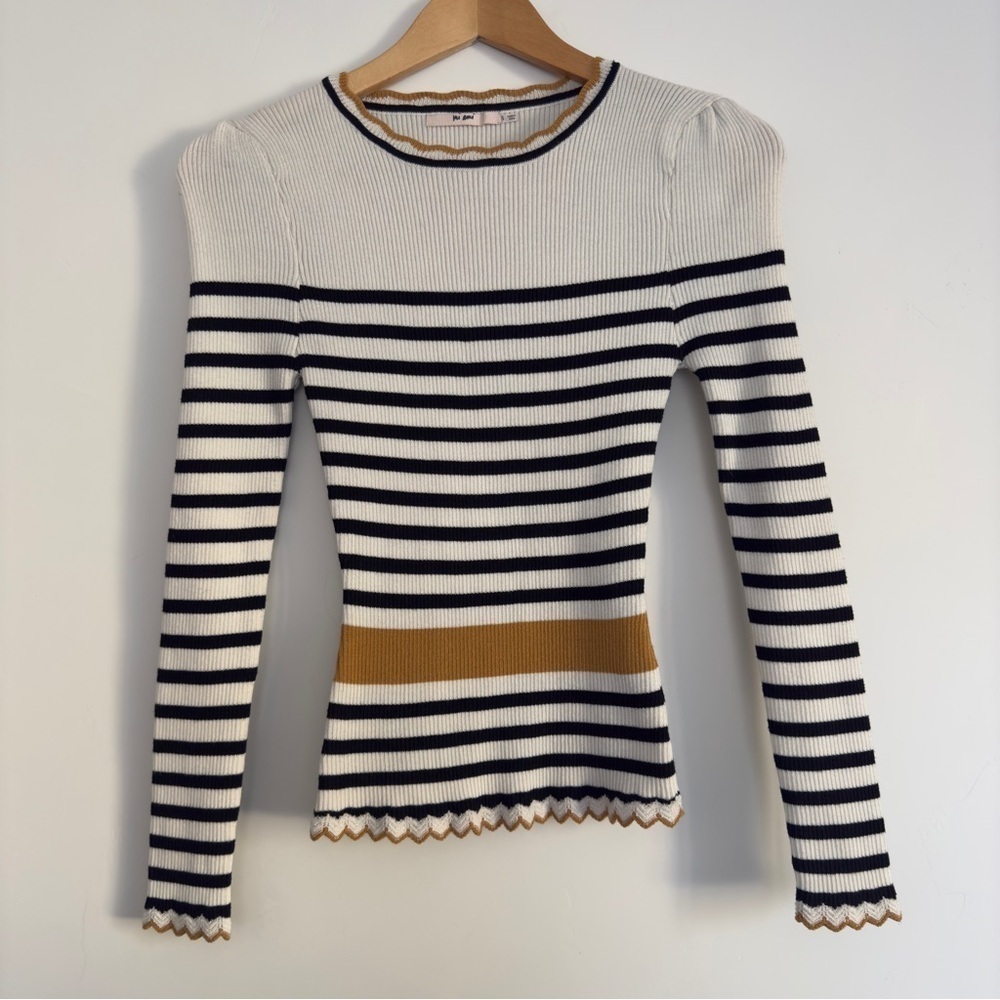 Mi Ami Stripped sweater with knitted details at the hems Size: S